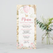 kaart Roze luchtballon Onederful Birthday (Staand voorkant)