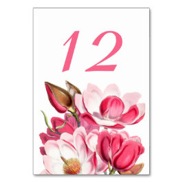 Kaart roze Magnolias Wedding Table Number