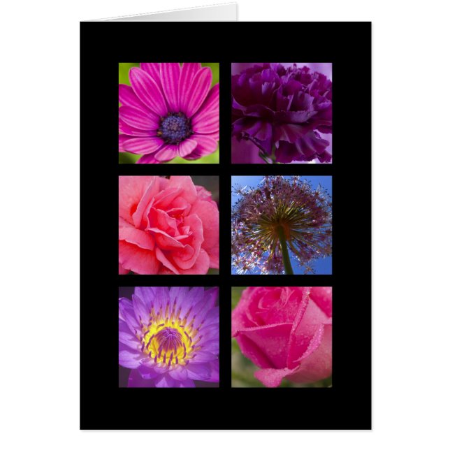 Kaart - Roze paarse bloemen (Voorkant)