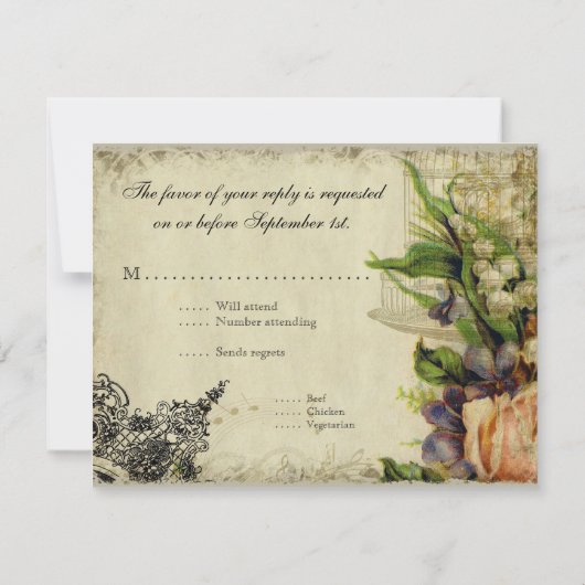 Kaart RSVP-respons - Gele zandkorrels (Achterkant)