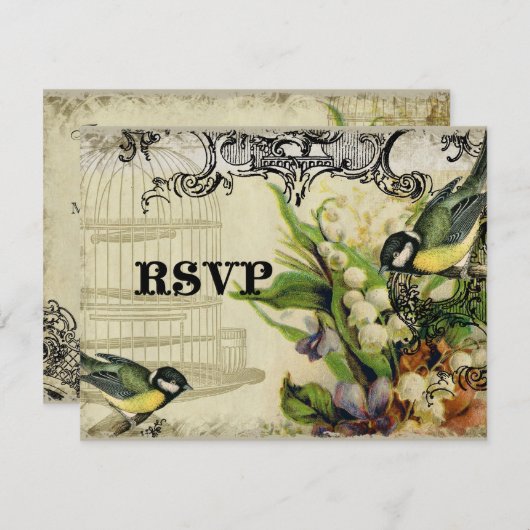 Kaart RSVP-respons - Gele zandkorrels (Voorkant / Achterkant)