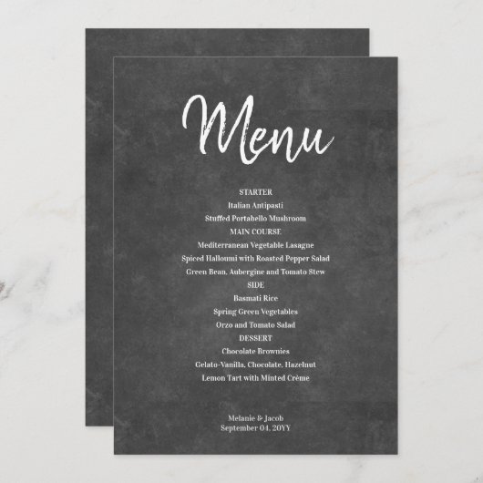 Kaart Rustic Black Chalkboard Menu (Voorkant / Achterkant)