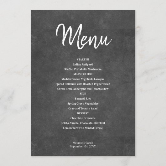 Kaart Rustic Black Chalkboard Menu (Voorkant)