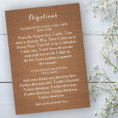Kaart Rustic Burlap Wedding Directions