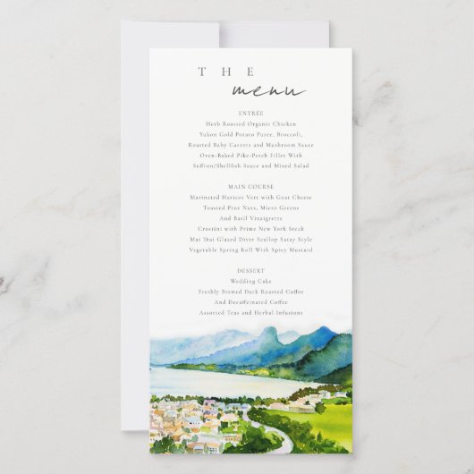 Kaart Rustic Countryside Lake Village Wedding Menu (Voorkant)