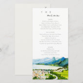 Kaart Rustic Countryside Lake Village Wedding Menu (Voorkant / Achterkant)