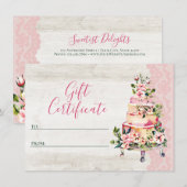 Kaart Rustic Floral Cake Bakery Gift Certificate (Voorkant / Achterkant)