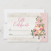 Kaart Rustic Floral Cake Bakery Gift Certificate (Voorkant)