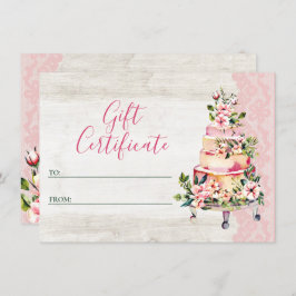 Kaart Rustic Floral Cake Bakery Gift Certificate