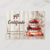 Kaart Rustic Floral Cake Bakery Gift Certificate Visitekaartje (Voorkant)