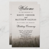 Kaart Rustic Forest Misty Landscape Wedding Progra (Voorkant / Achterkant)