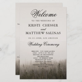 Kaart Rustic Forest Misty Landscape Wedding Progra