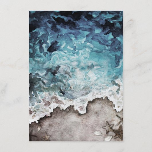 Kaart Rustic Ocean Wedding Details Enclosure (Achterkant)