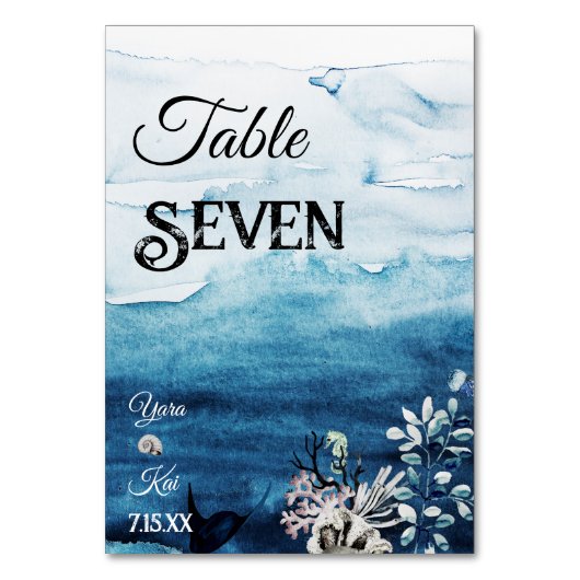 Kaart Rustic Ocean Wedding Table Number (Achterkant)
