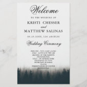 Kaart Rustic Pine Trees Woodland Wedding Program (Voorkant)