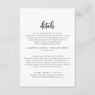 Kaart Rustic Script Wedding Details Enclosure