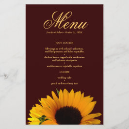 Kaart Rustic Sunflower Wedding Dinner Menu