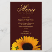 Kaart Rustic Sunflower Wedding Dinner Menu (Voorkant)