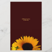 Kaart Rustic Sunflower Wedding Dinner Menu (Achterkant)