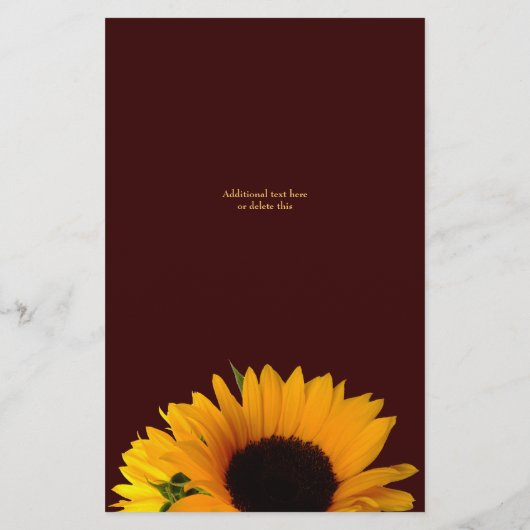 Kaart Rustic Sunflower Wedding Dinner Menu (Achterkant)