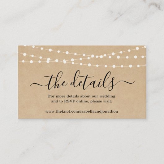 Kaart Rustic Wedding Details (Voorkant)