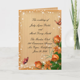 Kaart Rustic Wood Floral Butterfly Wedding Program