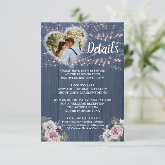 Kaart Rustic Wood Lichten Fotogegevens (Staand voorkant)