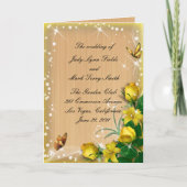 Kaart Rustic Wood Yellow Floral Butterfly Program (Voorkant)