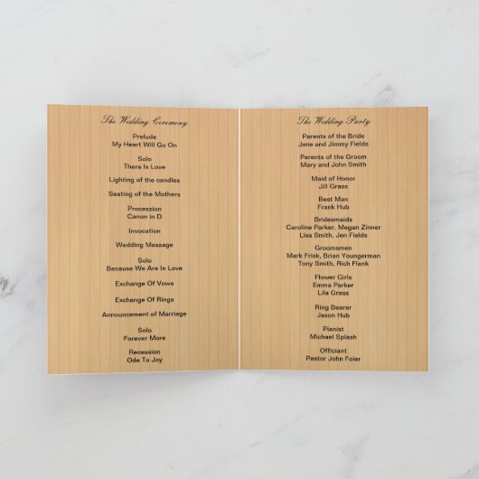 Kaart Rustic Wood Yellow Floral Butterfly Program (Binnen)