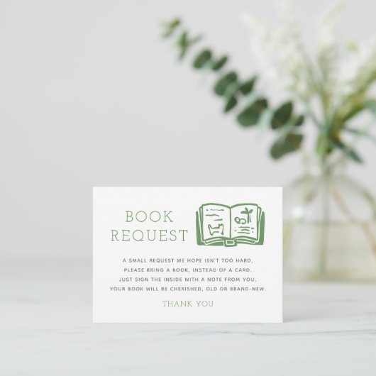 Kaart Sage Green Minimalist Book Request Enclosure (Staand voorkant)
