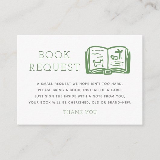 Kaart Sage Green Minimalist Book Request Enclosure (Voorkant)