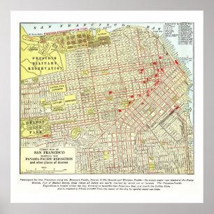 Kaart San Francisco 1915 - Poster