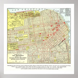 Kaart San Francisco 1915 - Poster