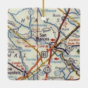kaart San Marcos Texas Keramisch Ornament