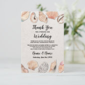 Kaart Schelpen Oceaan Strand Bruiloft Bedankt (Staand voorkant)