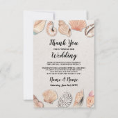 Kaart Schelpen Oceaan Strand Bruiloft Dankjewel (Voorkant)