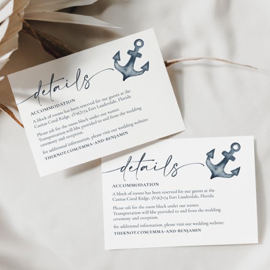 Kaart Seaside Wedding Details Enclosure