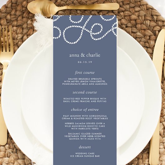 Kaart Seaworthy Wedding Menu | Leisteen