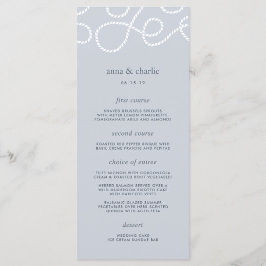Kaart Seaworthy Wedding Menu | Mist (Voorkant)