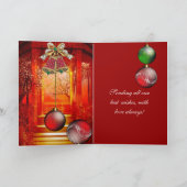 Kaart Seizoensgordels met rode, groene kerstbellen (Binnen)