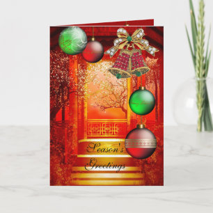 Kaart Seizoensgroeten Rood Groen Kerstbellen