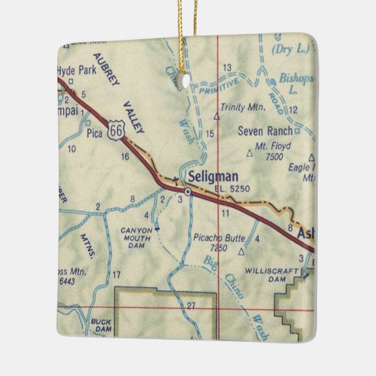  kaart Seligman AZ Keramisch Ornament (Links)