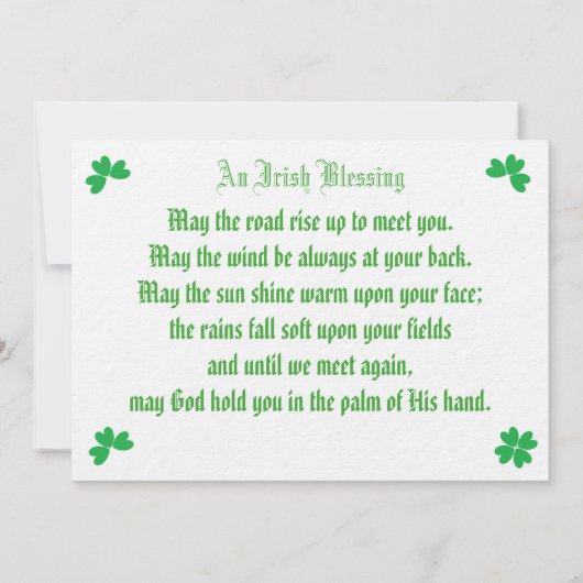 Kaart - Shamrocks & Irish Blessing (Achterkant)