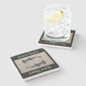 Kaart Shark Gray Stenen Onderzetter (Zijkant)