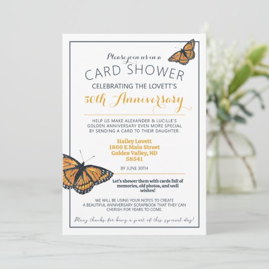 Kaart Shower - 50e Jubileum - Fotouitnodiging (Staand voorkant)