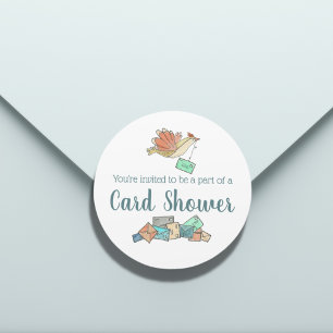 Kaart Shower Delivery Birds Envelope Classic Round Ronde Sticker