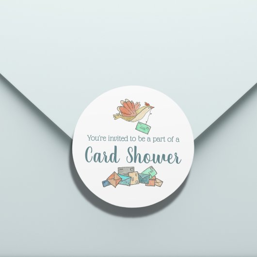 Kaart Shower Delivery Birds Envelope Classic Round Ronde Sticker