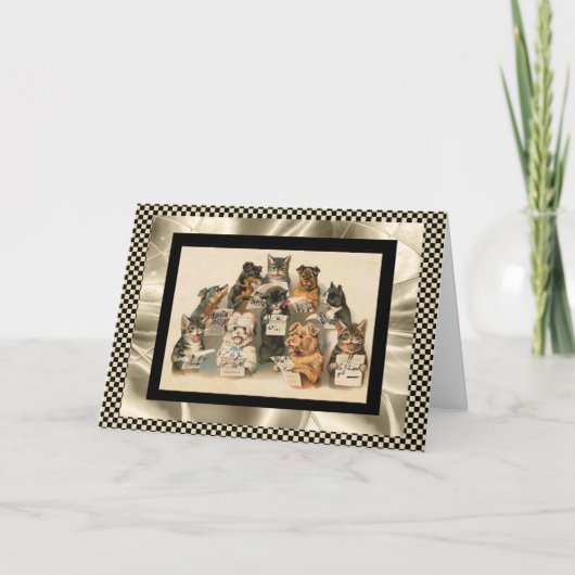 Kaart Singing Dog & Cat Choir Best Wishes (Voorkant)