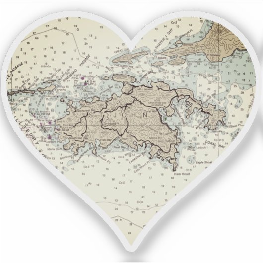 kaart Sint-John US Maagdeneilanden Sticker (Voorkant)