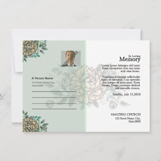 Kaart Sjabloon begrafenisbekendmaking (Achterkant)